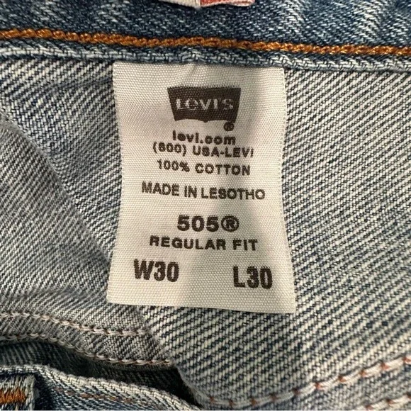 Levi's 505 Regular Fit Denim Jeans Men's 30" x 30" Cotton Straight Leg Vintage - Picture 6 of 7